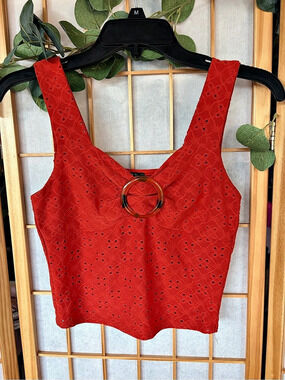 Eyelet Tank Top in Red Like New